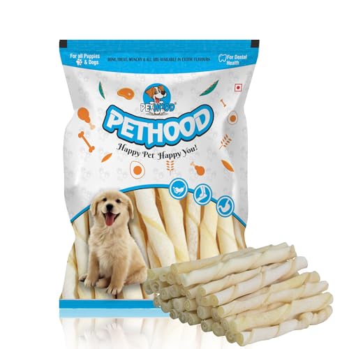 Image of Twisted Rawhide Chew Sticks for Dogs, 1.8 kg (Pack of 2) | Long Lasting Natural Dog Chew Treats | Calcium Rich Rawhide Sticks for Puppies & Adult Dogs | Supports Dental Care & Healthy Teeth