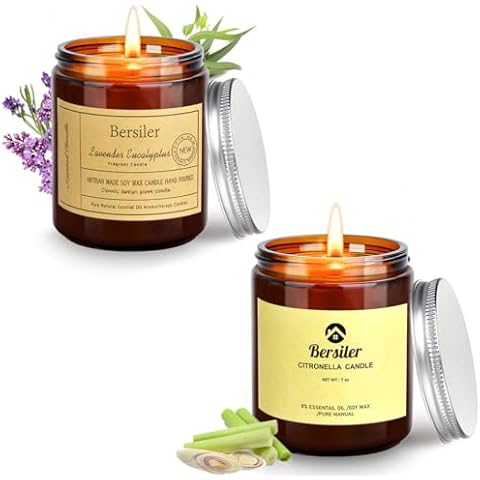 Lavender Eucalyptus Candle and Citronella Candles Outdoor Indoor, Scented Candles Aromatherapy Candles, Stress Relief and Relax Candles Gift for Women Cover