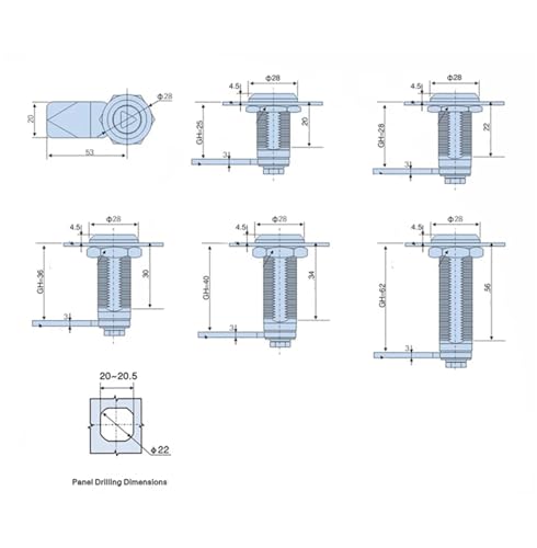 Serrure triangulaire allongée MS705-62 verrouillage coffret électrique