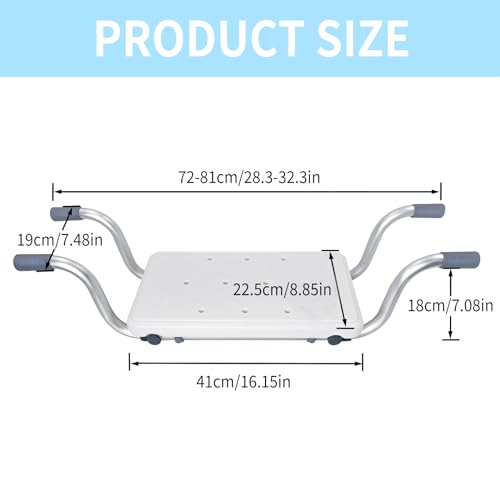 Badewannensitz, Ausziehbare 72-82cm Badewannenbretter, Tragfähigkeit 136 kg Wannensitz, Badesitz verstellbar für die Wanne badewanne zubehör komfortabel