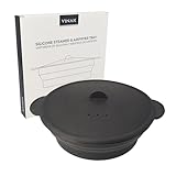 VINAK – Vaporera de silicona para microondas y horno | Estuche de vapor plegable de 1200 ml. Papillote de silicona | Cocina al vapor de forma rápida y saludable, fácil de limpiar en lavavajillas.