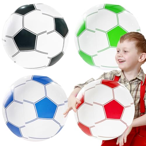 UILYNIU 4 Piezas Bolas inflables de Fútbol para Niños Adultos, 30Cm Pelota de Playa Inflable...