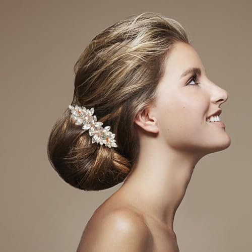 Juego de 3 pinzas para cabello con cristal y perla doradas miniatura 7