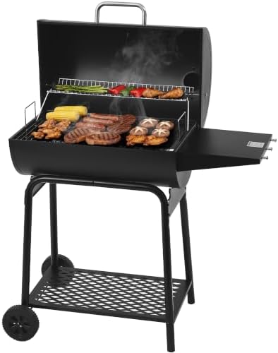 Royal Gourmet CC1830 28 Inch Barrel Charcoal Grill, Side Table