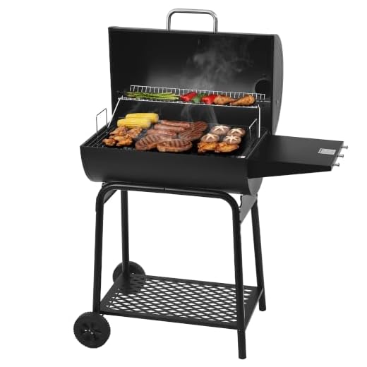Royal Gourmet CC1830 28 Inch Barrel Charcoal Grill, Side Table