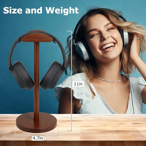 Image of Universal Headphone Hanger Holder Organizer Keeper Racks Storage for Desk Gaming Headset Stand Premium Functional Craftmanship Headset Stand Accessories Walnut