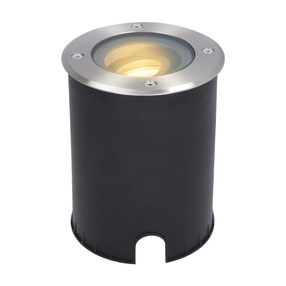 HOFTRONIC Lilly LED Bodeneinbaustrahler außen - Dimmbar - Schwenkbar - GU10 Fassung - Rund - 2700K warmweiß - 4W 345lm - IK10 - Edelstahl - IP67