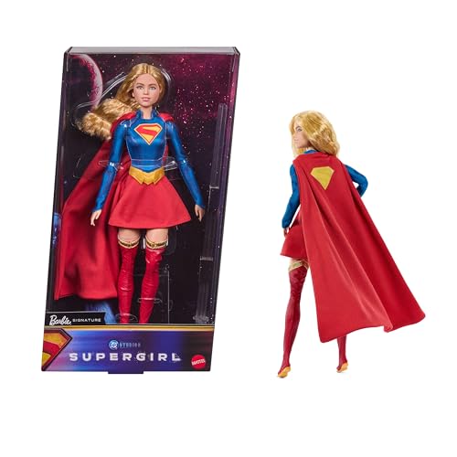 Barbie Signature DC Supergirl Fashion Doll Blonde with Super Hero Costume & Cape Collector Doll in Displayable Packaging & Doll Stand