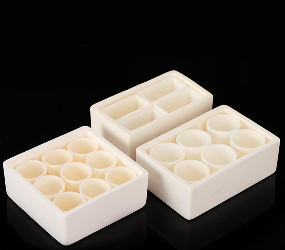 Set di crogioli in allumina pura al 99% - Crogioli quadrati e cilindrici for alte temperature for uso industriale e di laboratorio(100x30x20mm-Φ20x20mm-4pcs)