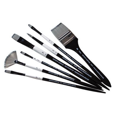 Artists Acrylic Bright Long Handle Brush Size: 8 (Set of 3)