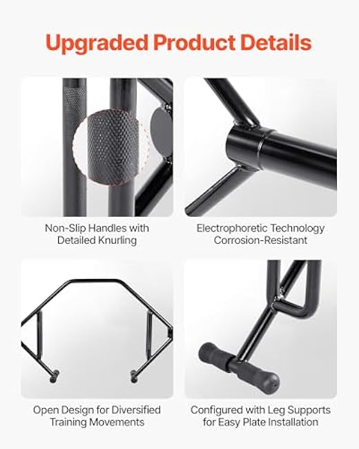 VEVOR Trap Bar Hex Bar, Open-Ended Frame Hex Barbell, 2-Inch 800 LBS Capacity Shrug Bars with Knurled Grips, Weightlifting and Strength Training Equipment, Home Gym for Squats Deadlifts Shoulder Press