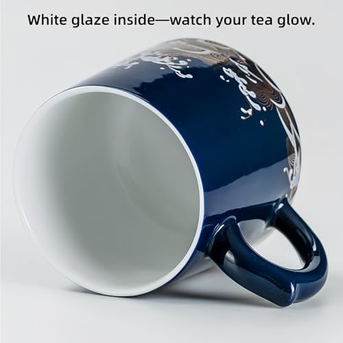 Tasse à thé en céramique infuseur bleu azur de qualité - 8