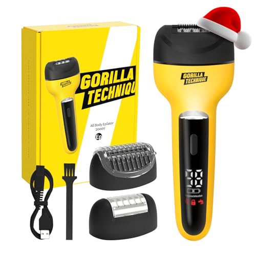 Gorilla Technique 3-in-1 Epilator 2000V, Body Hair Removal Device, Pain Relief Roller, Cordless Rechargeable Electric Tweezers & Shaver & Callus Remover, Women & Men, Korean Skin Care - 2000V
