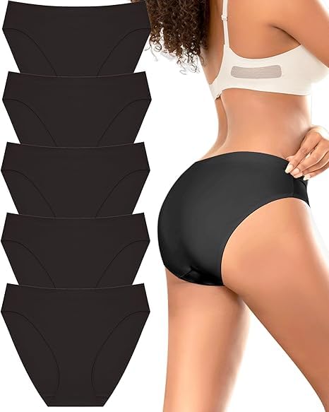 Culture Flossy® No Show Underwear for Women Seamless High Cut Briefs Mid-Waist Soft No Panty Lines,Pack of 5-picture-47