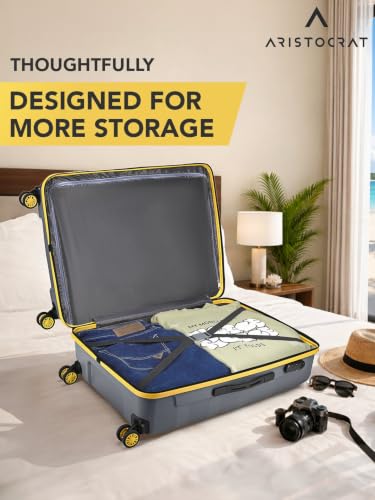 Image of Aristocrat Comet Medium Polycarbonate Hard Case 8-Wheel Trolley Bag, Grey