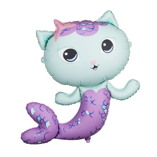 Folienballon Gabbys Dollhouse 82x80cm Meerkatze - Ballon für Helium oder Luft - Kindergeburtstag Mädchen Partydeko - Folienluftballon Geburtstagsdeko - Lila Türkis