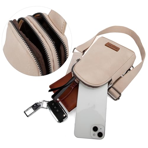 Image of Wrangler Small Sling Bag for Women, Leather Crossbody Bags Cross Body Purse Fanny Packs with Adjustable Strap for Gift