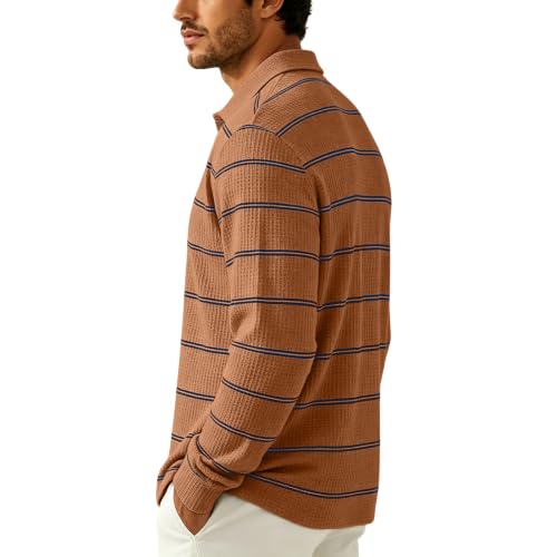 Mens Rugby Shirt Button Collared Henley Mens Polo Long Sleeve - image 3