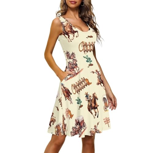 Image of TOADDITDO Womens Summer Sleeveless Tank Dress with 2 Side Pockets XS-4XL Plus Size