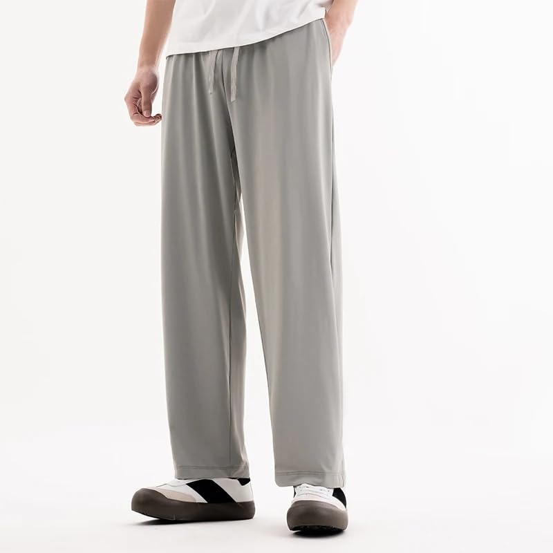 Summer ice Silk Lightweight Trousers Sports Loose Straight Men's Casual Pants2