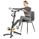 Goplus Foldable Pedal Exerciser for Seniors, Hand Arm Leg Knee Physical Therapy Exercise Bike w/Adjustable Height, Handgrip, Resistance Band, Recovery Home Workout Equipment for Elderly