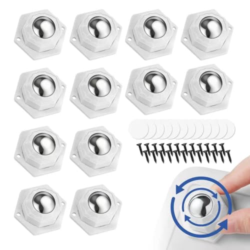 12 Piezas Minirruedas Autoadhesivas para Utensilios de Cocina, Ruedas para Electrodomesticos Pequeños, Mini Ruedas Adhesivas Giratorias 360°, Mini Roulette