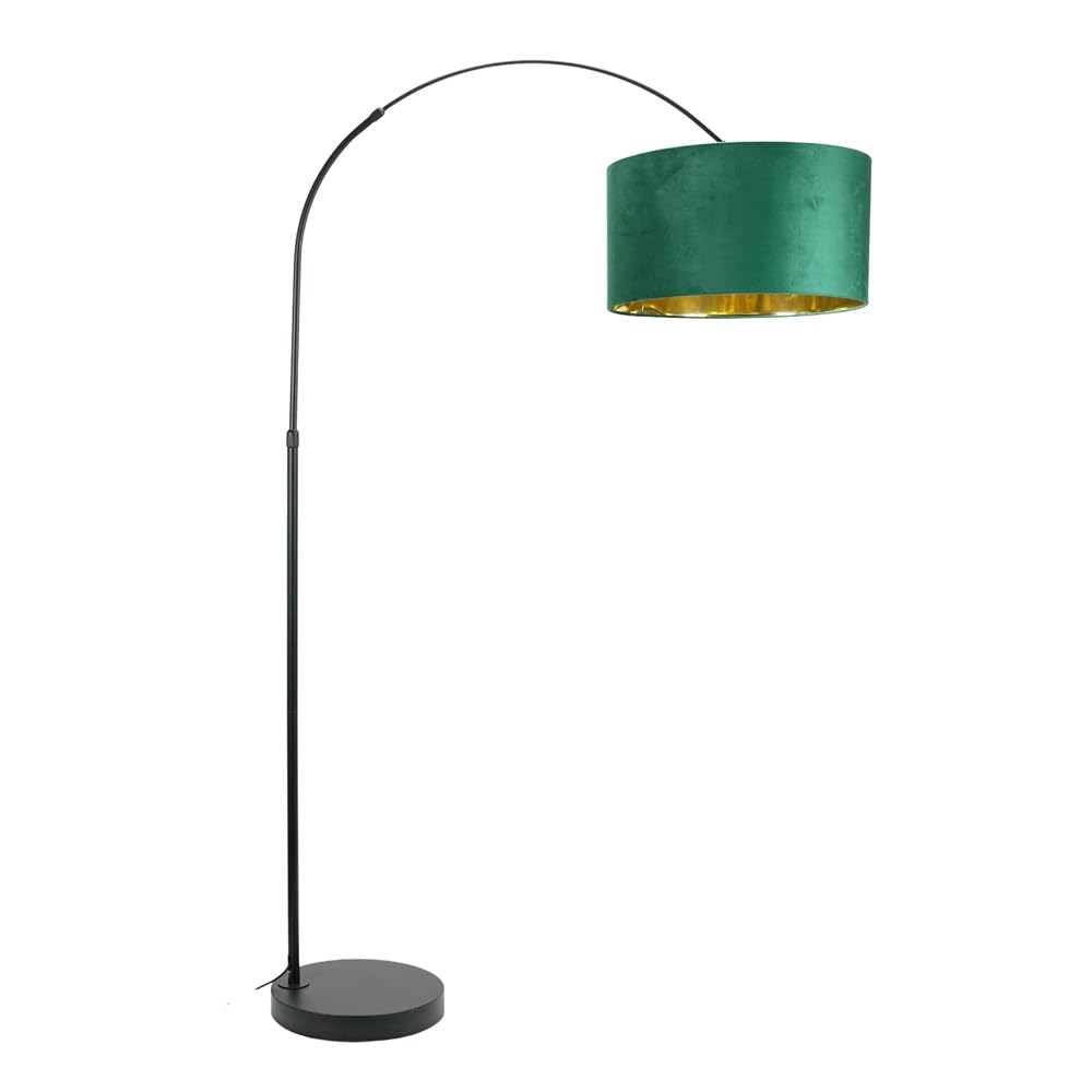 ValueLights | Louis Black Arch Floor Lamp with Green Velvet & Gold Inner Shade & Warm White Bulb | Floor Lamps, Home Décor & Improvement Essential