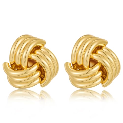 Design minimalista del nodo: gli orecchini statement dorati presentano un design nodo elegante e accattivante che aggiunge un tocco di raffinatezza e unicità al tuo look. Emettono eleganza e fascino, migliorano il tuo aspetto generale e ti fanno risaltare dalla massa