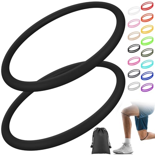 Image of Foilswirl Silicone Patella Knee Band for Basketball Patella Tendon Support Knee Pain Running Tendon Brace Support Strap(2,Black,L)