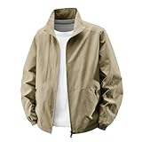 [Mezuratinn] ジャケット メンズ 秋服 コート アウター トップス 大きいサイズ 薄手 秋 防風 春服 ファスナー 軽量 撥水 カーキ L