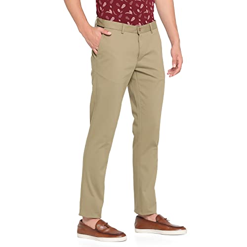 Image of Blackberrys Men Khaki Solid Trousers
