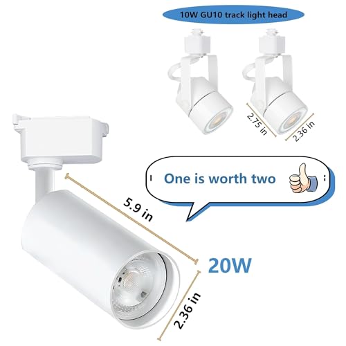 Image of 24 Pack White H Type LED Track Lighting Kit 6000K | Dimmable LED Spotlight 20W 2700lm High Brightness 26.21ft Track Rail Adjustable Angle Complete Lighting System
