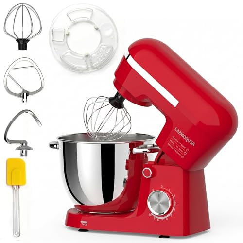 Image of 6in1 Stand Mixer with 6.5 Quart Bowl, 660W 10+p Speeds Kitchen Food Mixer Tilt-Head Bread Dough and Cake Mixers for Home Daily Use (Red)