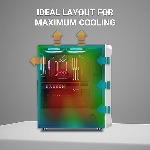 Ant Esports ICE- 112 Mid- Tower Computer Case/Gaming Cabinet - White | Support ATX, Micro-ATX, ITX | Pre-Installed 3 Front Fans & 1 Rear Fan - Image 6