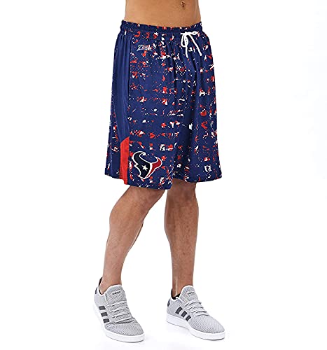Zubaz Officially Licensed Men's NFL Color Grid Short, Houston Texans, Size Medium