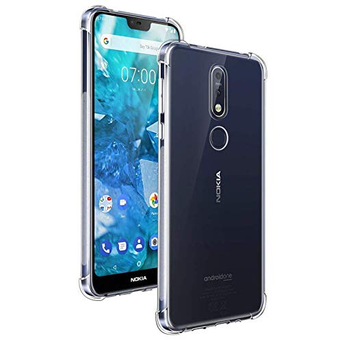 MoreFit Bumper Transparent Soft Silicon TPU Shockproof Slim Back Cover Case for Nokia 7.1
