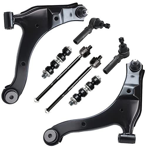 Image of Detroit Axle - 8pc Front End Control Arms Kit for 2001-2010 Chrysler PT Cruiser, 2000-2005 Dodge Neon, 2000-2001 Plymouth Neon, 2 Lower Control Arms w /Ball Joint 4 Tie Rods 2 Sway Bars Replacement