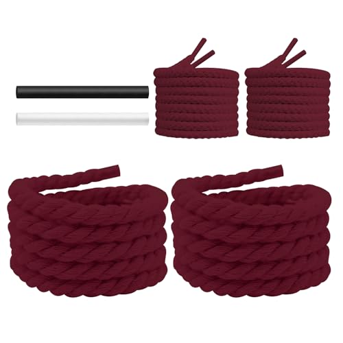 NDTEZUGT 13/32''(1cm) Thick Rope Shoe Laces Strings for Shoes, Round Cotton Chunky Shoelaces Replacement Laces for Sneakers (Maroon-02, 47''/120cm) by NDTEZUGT - Used condition - Image 2
