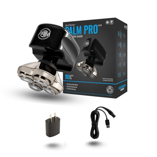 Skull Shaver Palm Pro MX5 Shaver - Carver 4 Head Pro Cuchilla, Inalámbrico, Recargable,...