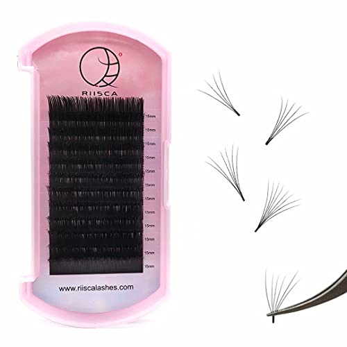 RIISCA Volume Eyelash Extensions - Easy Fan Volume Lashes 0.05mm C Curl MIX Rapid Self Fanning Lash Extensions, Automatic Blooming Flower Individual Lashes, Lash Extension Supplies for Salon 05CMIX