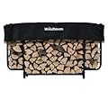 Woodhaven Black 6ft Courtyard Outdoor Firewood Rack With Cover - Heavy Duty Metal Log Holder - UV Stable Powder Coat Finish - Made In USA