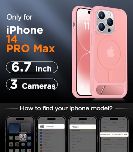 Image of Magnetic Compatible with iPhone 14 Pro Max Case, [Built-in Invisible Kickstand][Compatible with MagSafe] [Military Grade Shockproof] Slim Translucent Matte Phone Case for iPhone 14 Pro Max 6.7 inch