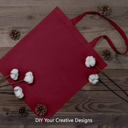 Image of TOPDesign 6-Pack Economical 16 inchx15 inch Burgundy Cotton Tote Bags, Lightweight Medium Reusable Grocery Shopping Cloth Bags, Suitable for DIY, Advertising, Promotion, Gift, Activity