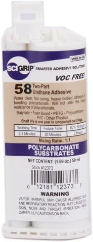 Miniatura 2 de IPS SciGrip Weld-on 58 Adhesivo de uretano de dos partes para policarbonato, butirato, poliuretano, PVC, PETG, tablero de espuma, ABS