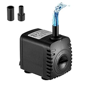 Homvik Bomba de Agua Bomba Sumergible para Acuario Estanque Pecera Fuente Circulación de Agua Dulce y Marino con 2 Boquillas 8W 600L/H 1.2m de Altura