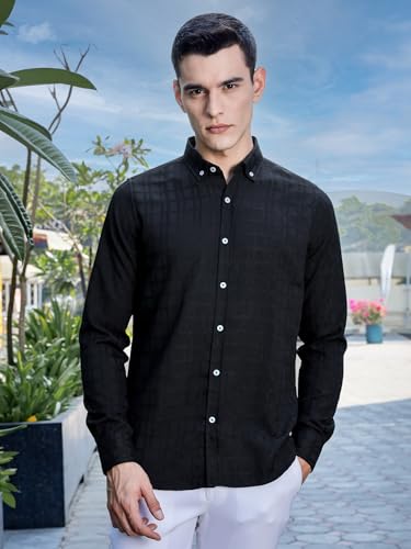 Image of Thomas Scott Men's | Solid | Long Sleeve | Polyster Blend | Casual | Button Down Collar | Shirts for Men