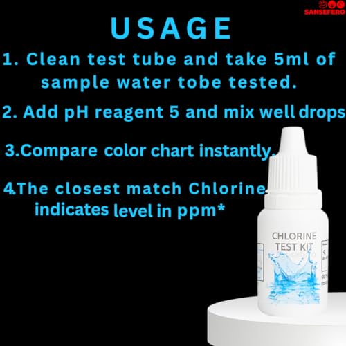 Image of SANSEFERO Aquatic Remedies Chlorine Test Kit With Multi-Purpose Reliable Water Safety Testing For Tap Water, Aquarium Water, Drinking Water, Pools & Industrial Use 50 Tests (12.5 Ml)