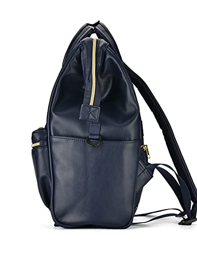 Kah&Kee Leather Backpack for Women and Men 15-inch Laptop Bag | Teacher Professional, Diaper Bag Backpack, Ideal for Work, School, Nurse, College & Travel (Navy II, Medium)4