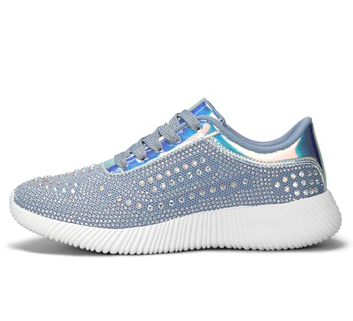 Image of BELOS Women's Glitter Shoes Sparkly Lightweight Metallic Sequins Tennis Shoes Casual Retro Braided Walking Shoes
