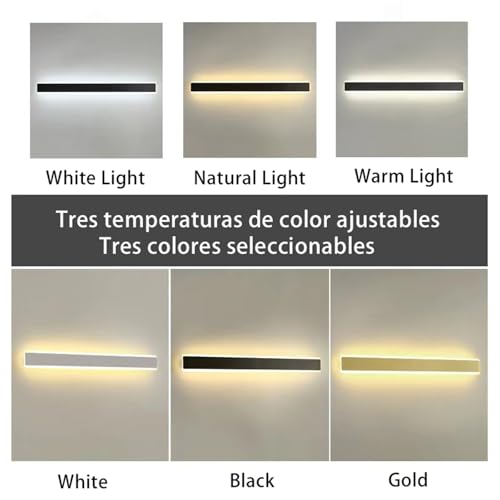 Aplique de pared LED regulable negro de 100cm moderno con mando 2